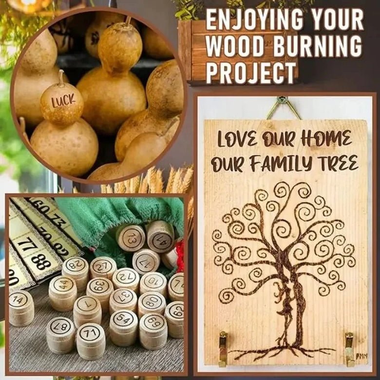 DIY Wood Burning Set and 26 Letters Copper Mold Carving Pyrography Pen Tips Stencil Soldering Iron Wood Burning Tool