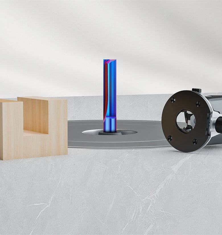 1/4inch/ 6.35mm 8mm Shank 2-Flute Tungsten Carbide Straight Router Bit with Nano Blue Coating for CNC Router MDF Woodworking