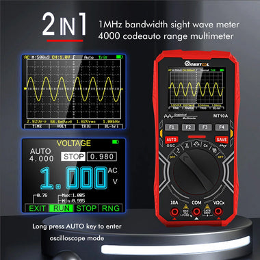 MUSTOOL MT10A Intelligent Graphical Digital Oscilloscope Multimeter 2 in 1 With 2.4 Inches Color Screen 1MHz Bandwidth 2.5Msps Sampling Rate for DIY and Electronic Test