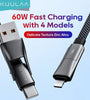 KUULAA KL-X73 60W USB-A/USB-C to USB-C/iP Cable Fast Charging Data Transmission Copper Core Line 1M/2M Long for iPhone 15 14 13 for Xiaomi Civi4 Pro for Huawei Pura 70 Ultra for Samsung Galaxy S24