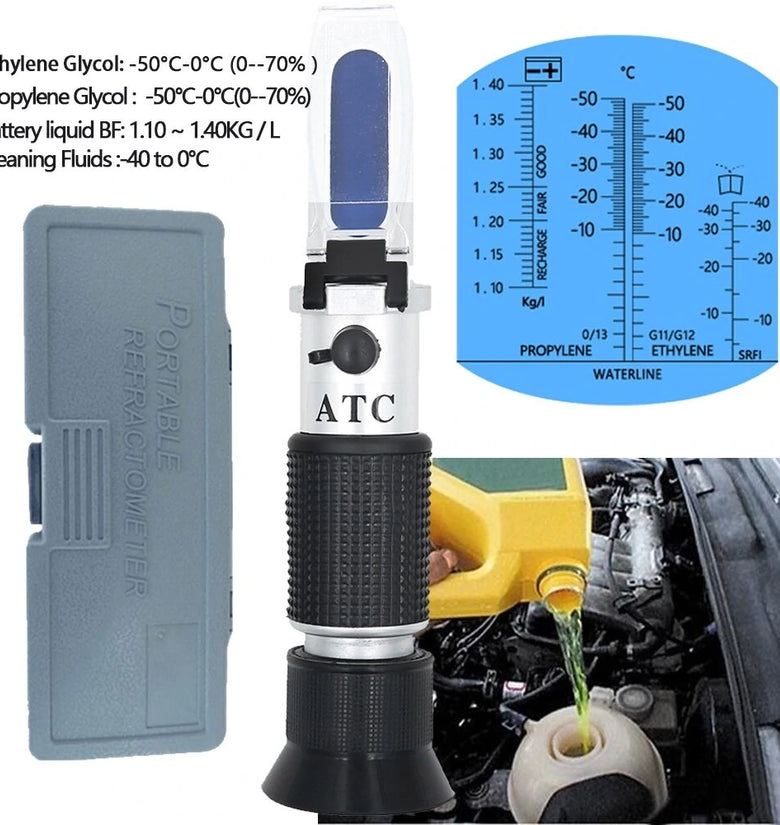 4 in 1 Car Automotive Refractometer Antifreeze Battery Fluid Refractometer Glass Freezing Point Water Coolant Tester