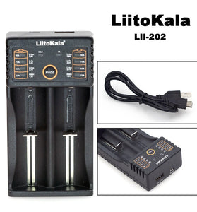 LiitoKala Lii-202 18650 Battery Smart Charger Lii202 For 18650, 18490, 18350, 17670, 17500, 16340(RCR123), 14500, 10440 Rechargeable Battery  Charger
