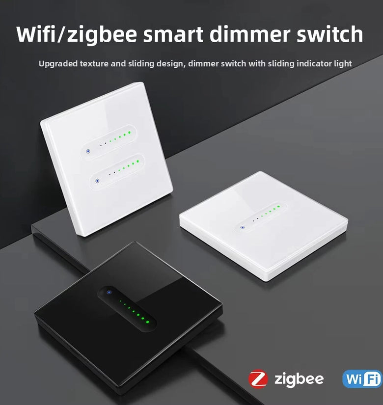 Tuya Wifi Zigbe Smart Dimmer Switch Touch Glass Panel App Remote Control Voice Control with Alexa Google Home 86 Type EU Intelligent Dimming Switch
