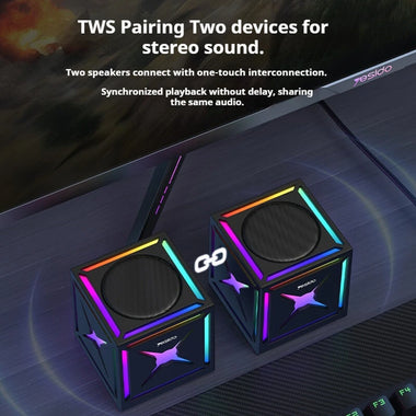 Yesido YSW34 3D Music Box bluetooth Speaker Portable Speaker RGB Colorful Light 52mm Driver Unit TWS Connection Subwoofer Speakers