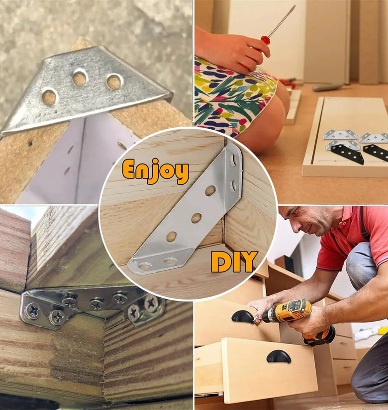 Furniture Corner Connector 20PCS Universal Stainless Steel L Brackets for Wood Metal Angle Brackets Shelves Tables Cabinets