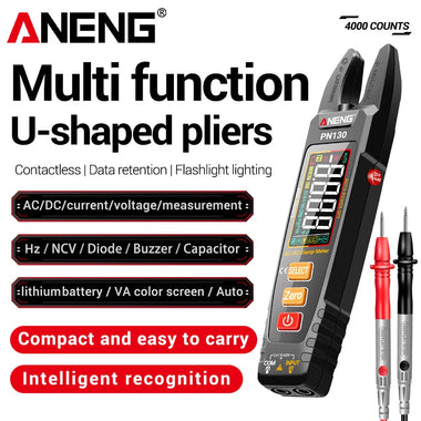 ANENG PN130 Digital Clamp Meter 4000 Counts AC DC Current Voltage Tester Auto Range VA Color Screen NCV CAT III 1000V Multifunction Electrical Tester with Flashlight Data Retention