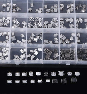240PCS 24 Models Micro USB Connector Socket Jack USB Connectors USB Female Box Set for MP3 Gaming Console Cellular Phones