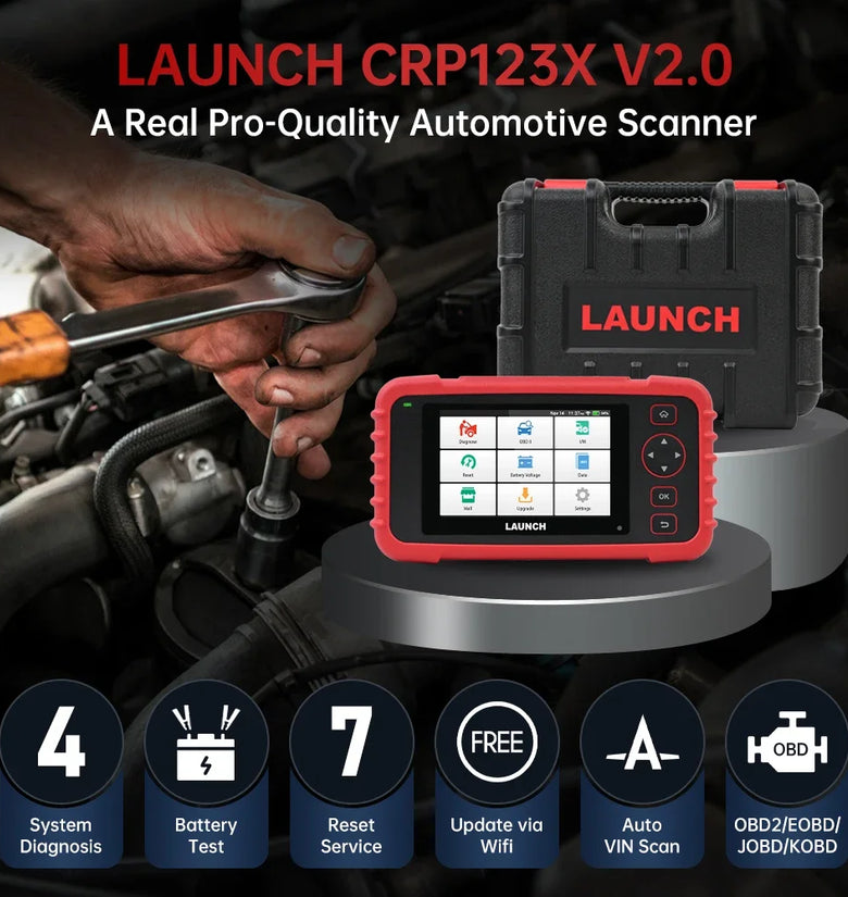 LAUNCH CRP123X V2.0 Car OBD2 Diagnostic Tools OBD II Scanner Engine ABS Airbag SRS AT Code Reader Free Update Automotive Tools
