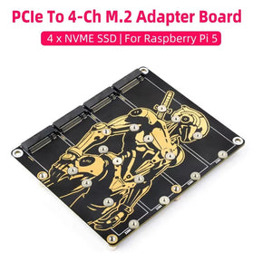 PCIe To 4 Channel M2 Adapter Board for Raspberry Pi 5 Supports NVMe SSD High Speed 5Gbps Transmission