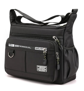Men's Large Capacity Business Casual Crossbody Bag Multiple Pockets Soft Lightweight Nylon Fabric Adjustable Strap Messenger Bag