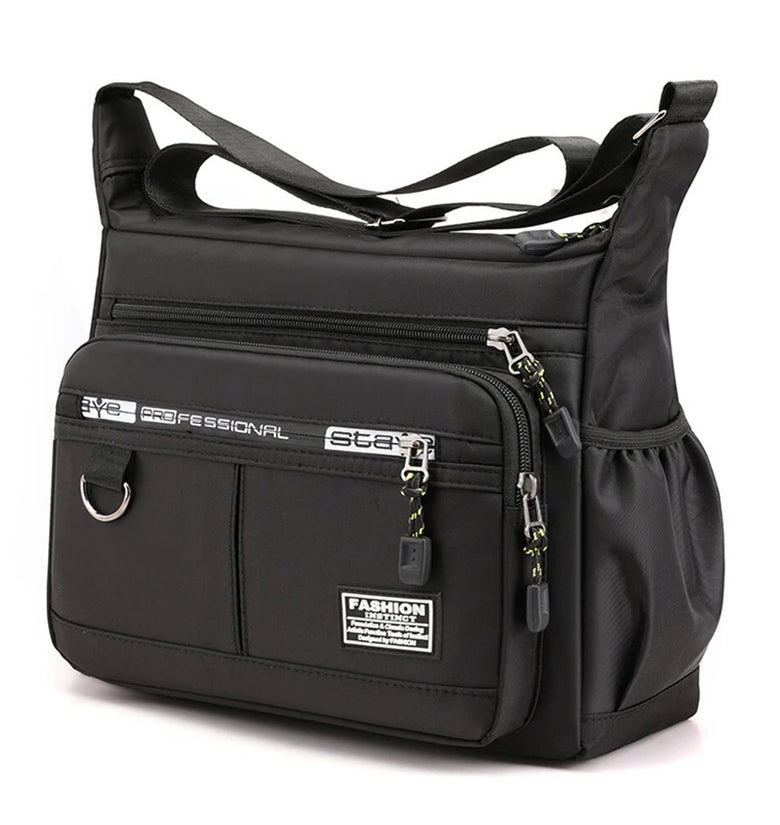Men's Large Capacity Business Casual Crossbody Bag Multiple Pockets Soft Lightweight Nylon Fabric Adjustable Strap Messenger Bag