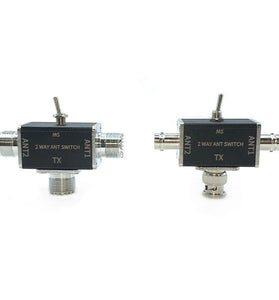 2-Way Manual Coaxial Antenna Switch Adapter Converter for Radio Antenna 1 Input & 2 Outputs Toggle Switch with OFF and Ground Protection Function
