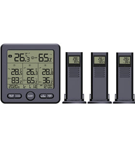 TS-6210 1-to-3 Wireless Weather Station Indoor Outdoor Temperature and Humidity Sensor Digital Display Thermometer Hygrometer with Backlight Smart Home Sensor Kit
