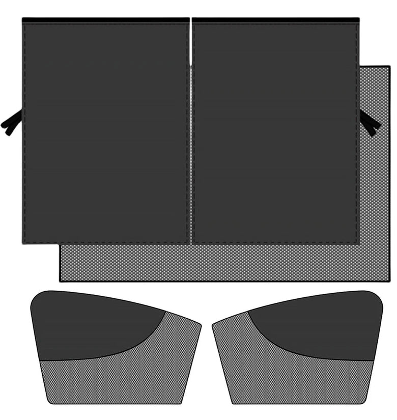 Double Layer Car Window Sunshade UV Protection Mesh Magnetic Install Black Side Glass Cover Heat Block Vision Enhancement Universal