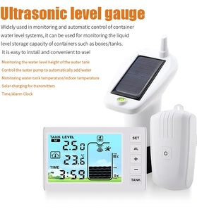 Ultrasonic Level Sensor Ultrasonic Water Tank Liquid Depth Level Meter Sensor Liquid Level Sensor with Temperature Display Water Level Gauge Automatic Water Addition