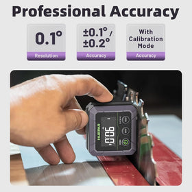 Huepar DL141 Digital Angle Finder Magnetic Base 0.1 Accuracy VA LCD Display Woodworking Table Saw Blade Bend Pipes Adjustable Tool Compact