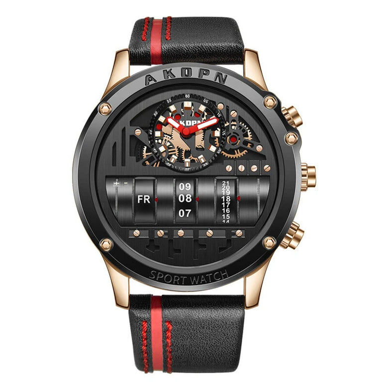 Luxury Multifunctional Electronic Quartz Watch Luminous Waterproof Date Display High-quality Leather Strap Men's Wristwatch