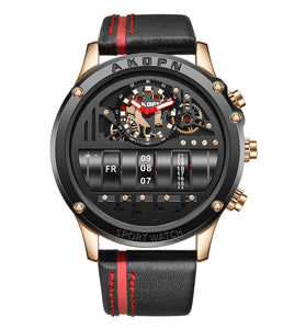 Luxury Multifunctional Electronic Quartz Watch Luminous Waterproof Date Display High-quality Leather Strap Men's Wristwatch