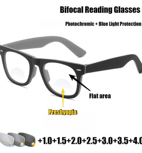 Photochromic HD Reading Glasses for Men Women Indoor Outdoor Dual-use Presbyopia Glasses Anti-blue Light Color Changing Eyeglasses