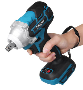 Drillpro 18V 0-3200RPM Cordless Impact Wrench Driver Brushless Motor With LED Light Electric Wrench Adapted for Makita DTW285Z