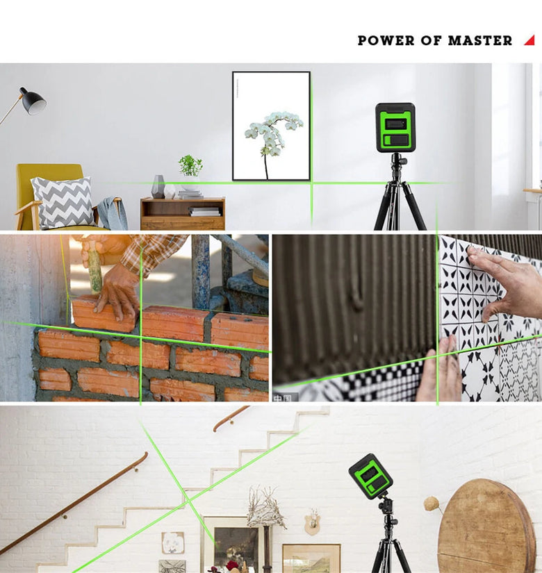 HILDA 2 Lines Green Laser Levels Mini Self Leveling 360 Horizontal Vertical Cross High-precision Gadgets for Carpet Hardwood Floor