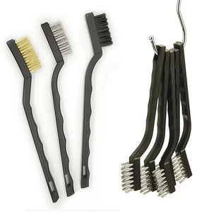 15PCS Wire Brush Set Stainless Steel Brass & Nylon Curved Handle Brushes for Cleaning Welding Slag & Rust Removal Industrial Scrubbing Power