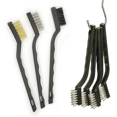 15PCS Wire Brush Set Stainless Steel Brass & Nylon Curved Handle Brushes for Cleaning Welding Slag & Rust Removal Industrial Scrubbing Power