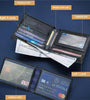 BULLCAPTAIN Men's RFID Genuine Leather Billfold Wallet with Gift Box Business Casual Multi-Card Slot Card Holder Money Clip Gift for Boyfriend Father Husband Gift
