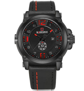 NAVIFORCE Fashion Men Sports Watches Genuine Leather Strap Quartz Watch Waterproof Date Luminous Wristwatch