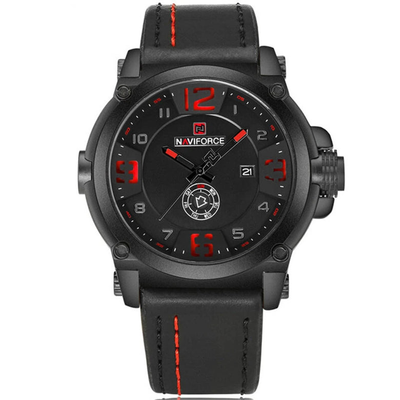 NAVIFORCE Fashion Men Sports Watches Genuine Leather Strap Quartz Watch Waterproof Date Luminous Wristwatch
