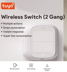TUYA WiFi/Zigbe 2 Gangs Smart Scene Switch Wireless Remote Control Smart Home Automation Scenario Switch