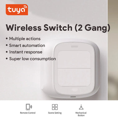 TUYA WiFi/Zigbe 2 Gangs Smart Scene Switch Wireless Remote Control Smart Home Automation Scenario Switch
