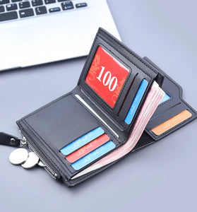 PU Leather Men's Wallet Clutch Bag Card Holder Short Wallets Zipper Large Capacity Vintage Male Purses