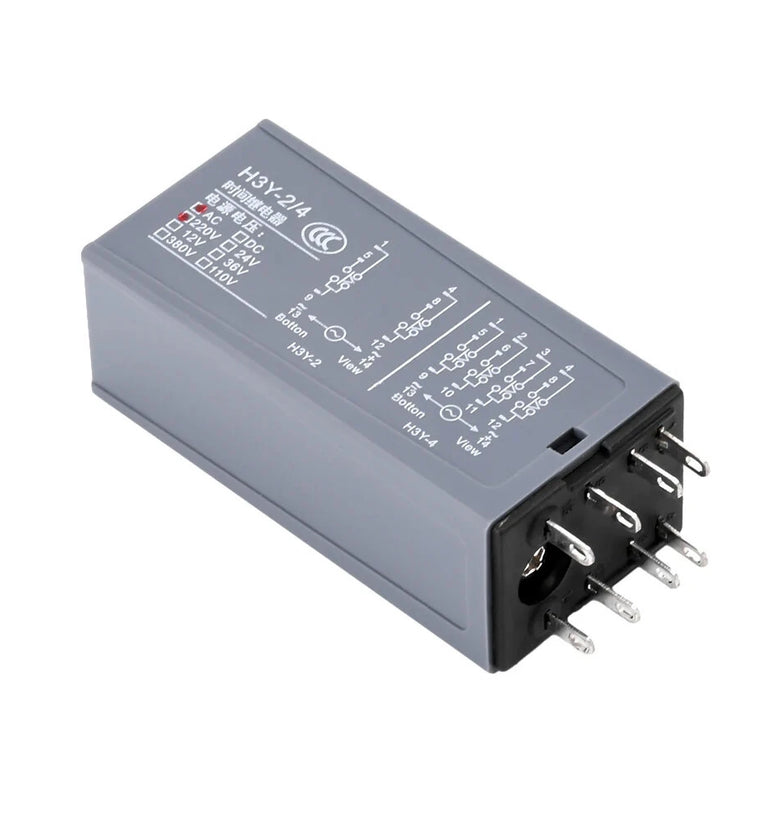 H3Y-4 Adjustable Time Relay 14 Pin LCD Digital Display DC 12V 24V AC 220V Dual Time Cycle Control Delayer With Base Fire-Resistant Shell High-Precision Timing