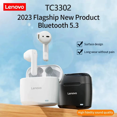 Lenovo TC3302 TWS Earbuds Wireless bluetooth Earphone 13mm Large Composite Diaphragm ENC Call Noise Cancelling Sports Headphones