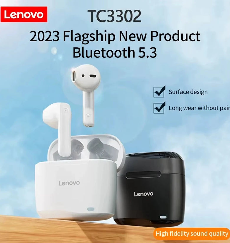 Lenovo TC3302 TWS Earbuds Wireless bluetooth Earphone 13mm Large Composite Diaphragm ENC Call Noise Cancelling Sports Headphones