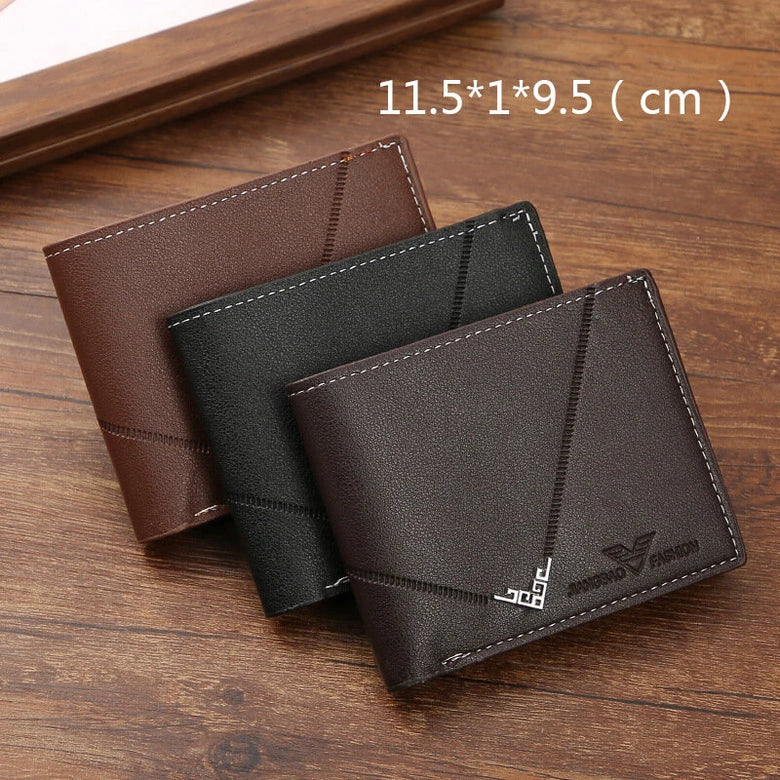 Men Casual PU Leather Short Wallets Multiple-card Slots Card Case for Men Bifold Purse Business ID Card Holder Slim Money Clip