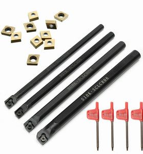 4pcs 6/7/8/10mm SCLCR06 Turning Tool Holder Lathe Boring Bar With 10pcs CCMT060204 Inserts