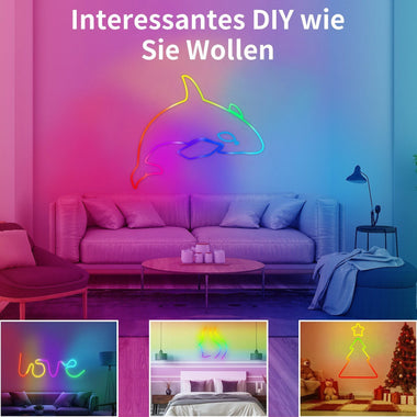 Elfeland 1~5m RGB LED Neon Light Strip USB 5V Music Sync IP65 Waterproof DIY Decorative Lighting for Indoor Outdoor Party Room Decor