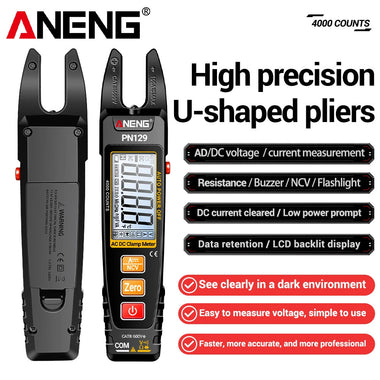 ANENG PN129 Digital Clamp Meter 600V 100A Multimeter with LCD Backlit Display Flashlight Auto Power Off NCV Data Retention