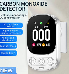 Direct Insertion Carbon Monoxide Monitor 2.1 Inch Screen 0-999ppm Real Time Updates Plug and Play Air Quality Alarm Gas Sensor