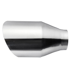 Universal Stainless Steel Exhaust Muffler Round Slant 2.25 Inch Inelt 4 Inch Outlet