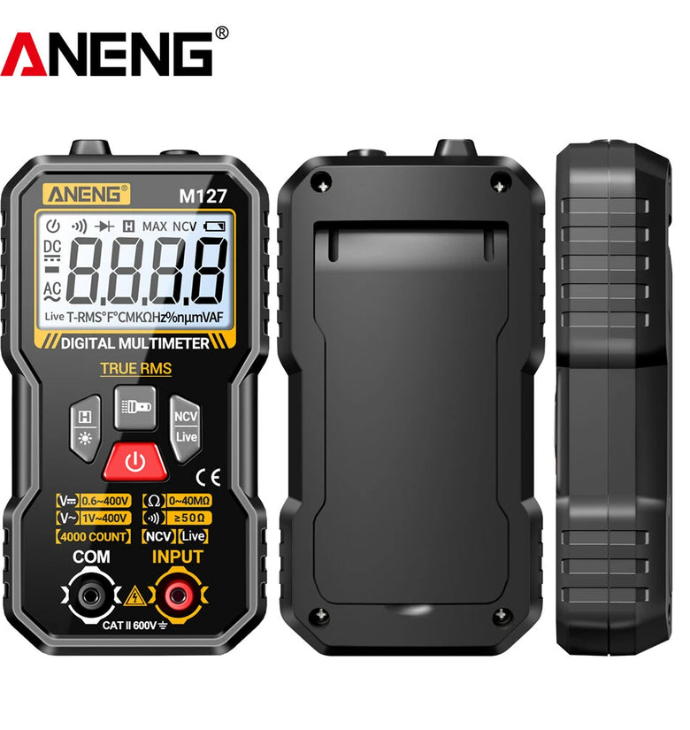 ANENG M127 Digital Multimeter True RMS 4000 Counts Automatic Identification High-Definition Backlight LCD Compact Portable Multimeter AC DC Voltage Resistance Measurement