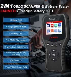 2 in 1 LAUNCH 431 CRB3001 Battery Tester OBD2 Diagnostic Scanner Tools Free Update for Engine PK CR3001 BST360