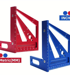 JIGHOLE 3D Multi-Angle Measuring Ruler Square Protractor MM/Inch Metric Imperial Durable Aluminum Alloy T-Type Triangle Scriber Tool Ideal for Woodworking Measuring Angles 22.5/30/45/60/67.5/90 Degrees