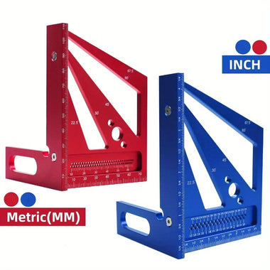 JIGHOLE 3D Multi-Angle Measuring Ruler Square Protractor MM/Inch Metric Imperial Durable Aluminum Alloy T-Type Triangle Scriber Tool Ideal for Woodworking Measuring Angles 22.5/30/45/60/67.5/90 Degrees