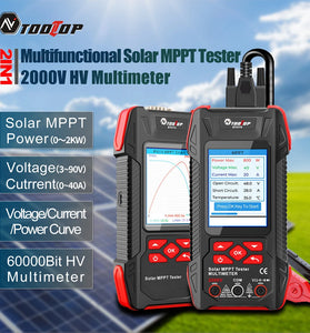 AV TOOLTOP ET273 ET275 2000W Solar MPPT Tester Multimeter Power Measurement 90V Solar Voltage 40A Current Testing Device Lithium Battery Portable Digital Screen Safety Functions