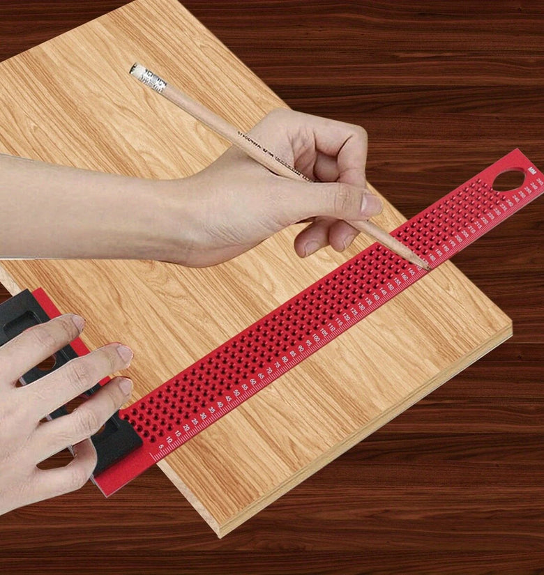 200mm/300mm Carpenter L Shaped Metric Square Right Angle Ruler Hole Positioning Scribing Ruler Layout Measuring Tool