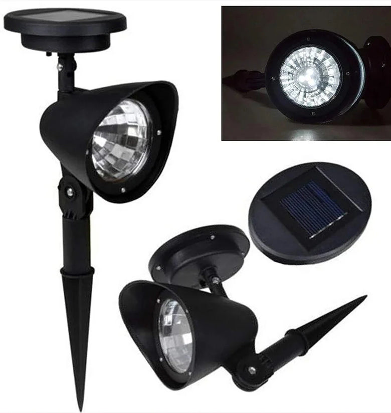 2pcs 4LED Spotlight Lawn Solar Spotlight 600mAh Lithium Battery Outdoor Solar Power Lamp with Automatic On Off Sensor Waterproof Garden Lamp