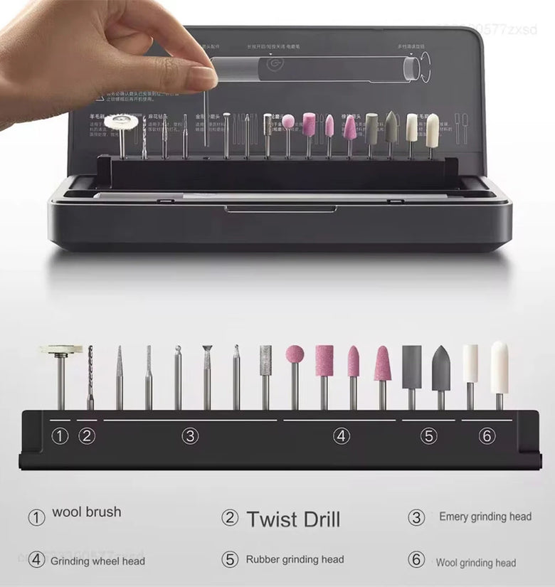 Xiaomi Mijia Electric Engraving Pen Set Mini Drill Variable Speed 800mAh Battery Type-C Charging 16 Grinding Heads Tool-Free Accessory Change
